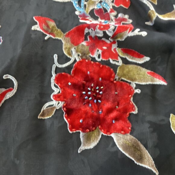 XSCAPE Silk Burnout Velvet Kimono Cardigan Jacket Women Plus Size 20W Long Flowe - Picture 12 of 16